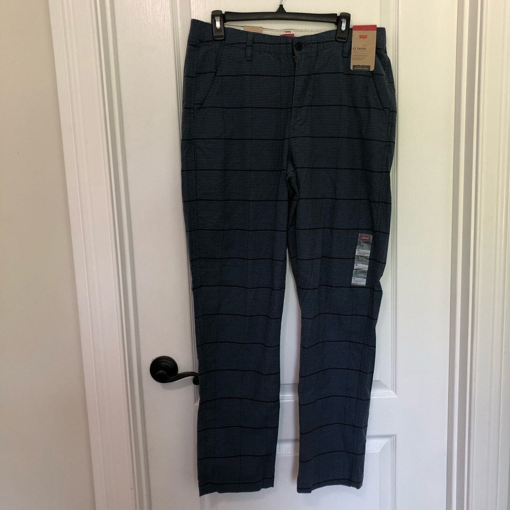 Levis XX Chino EZ Taper Mens Blue Black Striped‎ Stretch Pants Medium NWT